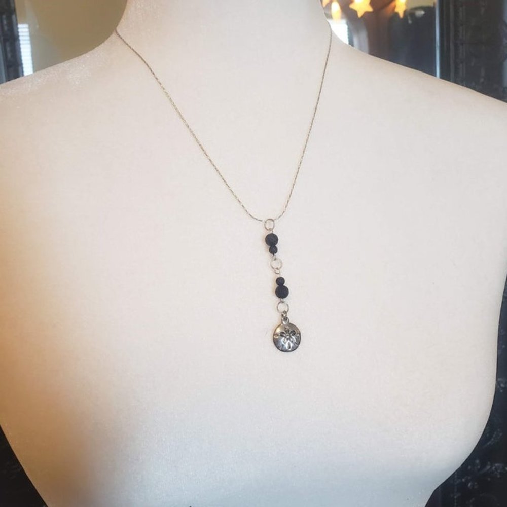 Silver Lava Stone Diffuser Necklace Sand Dollar